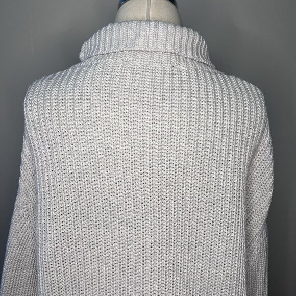 French Connection Women Gray Mock Neck Sweater Herringbone Stitch Size M - Picture 4 of 7